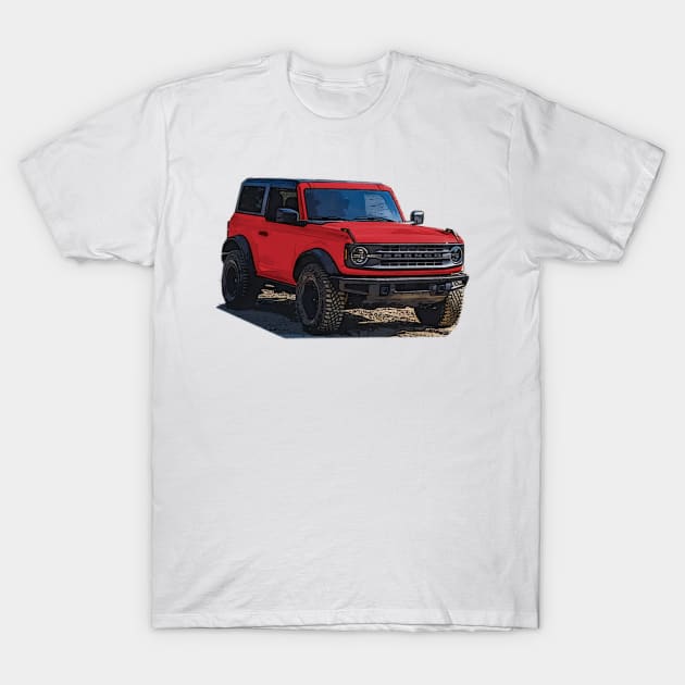 2021 Race Red Ford Bronco 2 Door T-Shirt by Woreth